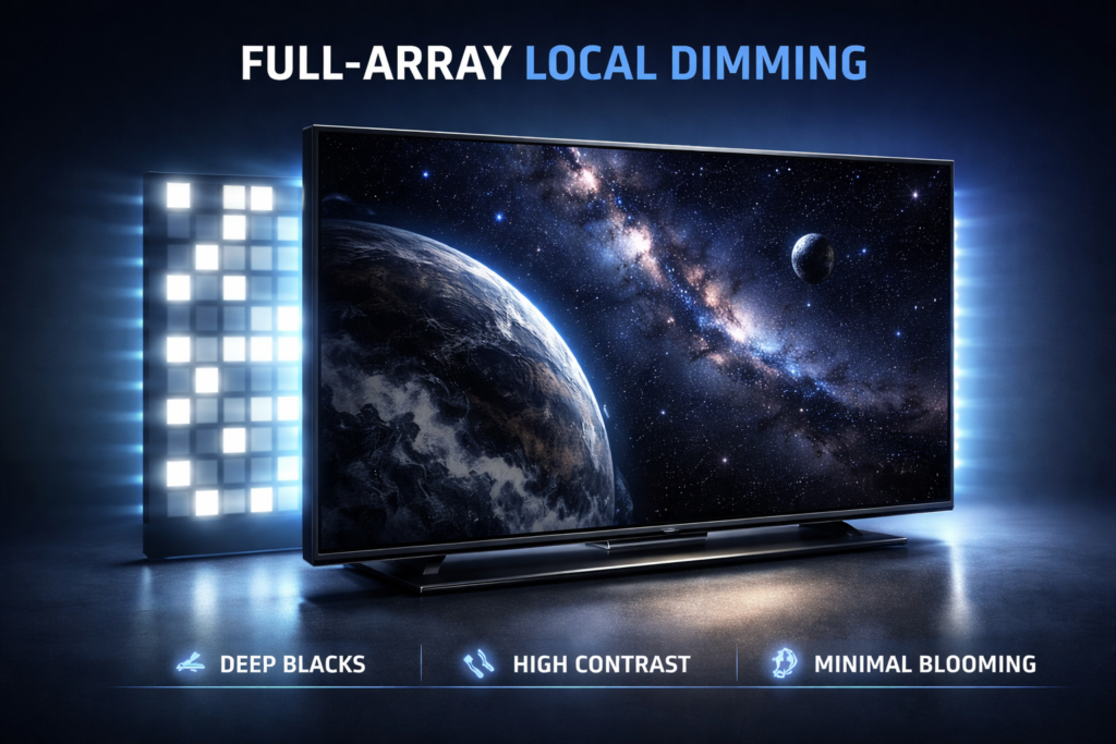 what is local dimming on a tv full-array diagram