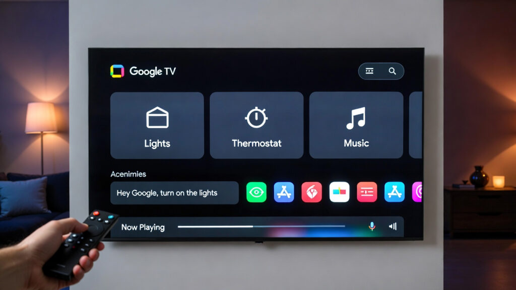 Roku vs Fire TV vs Google TV streaming platform comparison: Google TV controlling smart home devices