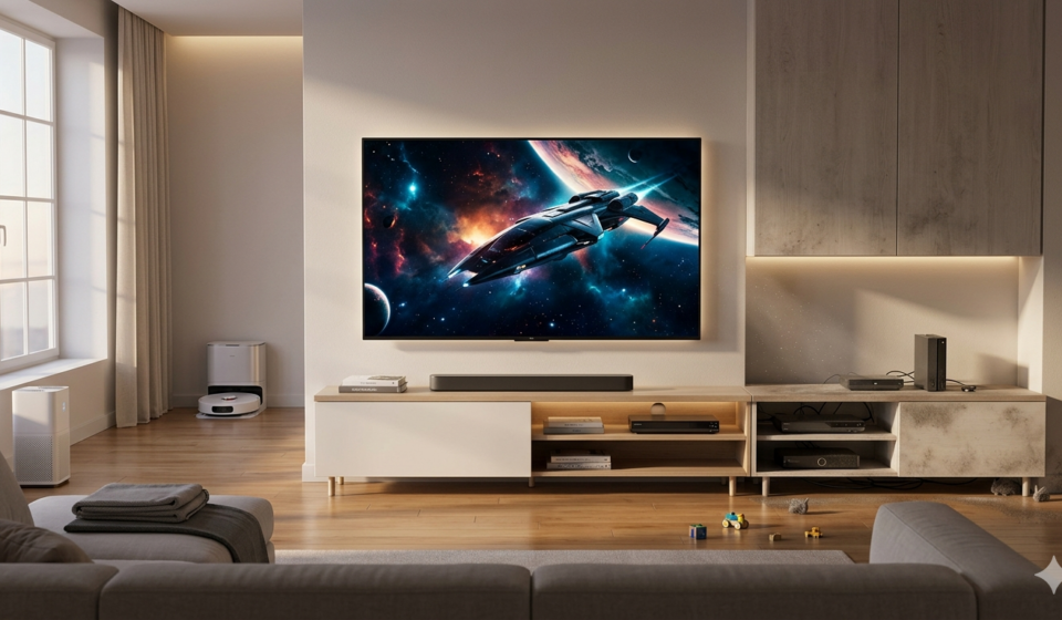 smart home cleaning tips clean smart TV setup modern living room dust free entertainment area